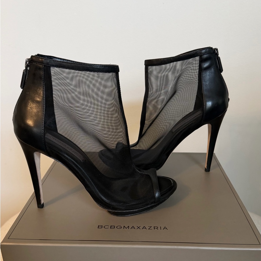 BCBGMaxAzria Black Sheer Mesh Stiletto Heels